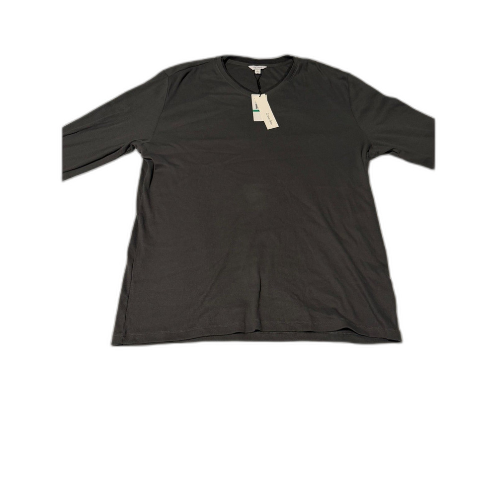 Calvin Klein Ribbed Long Sleeve Shirt Charcoal Grey Size L, New With Tags